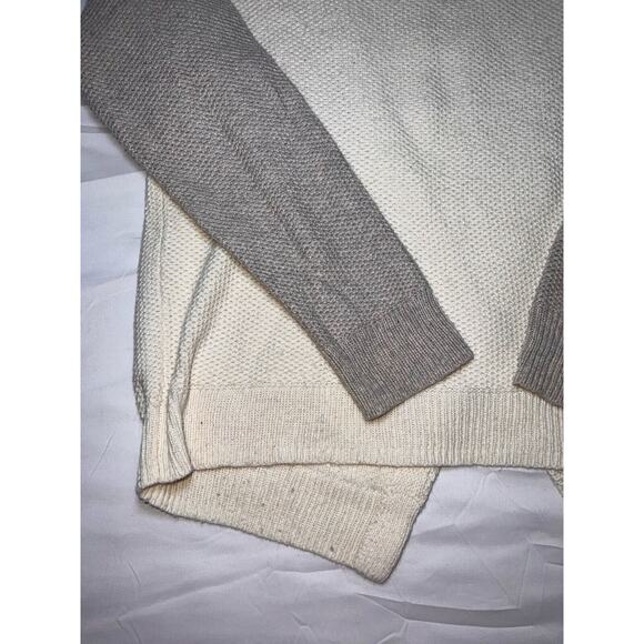 Madewell Province Sweater Womens Size S Cream/ Gray 2-tone Open Back Waffle Knit - Picture 5 of 14